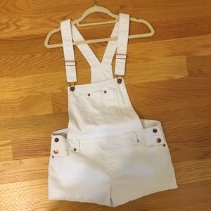 White overall shorts